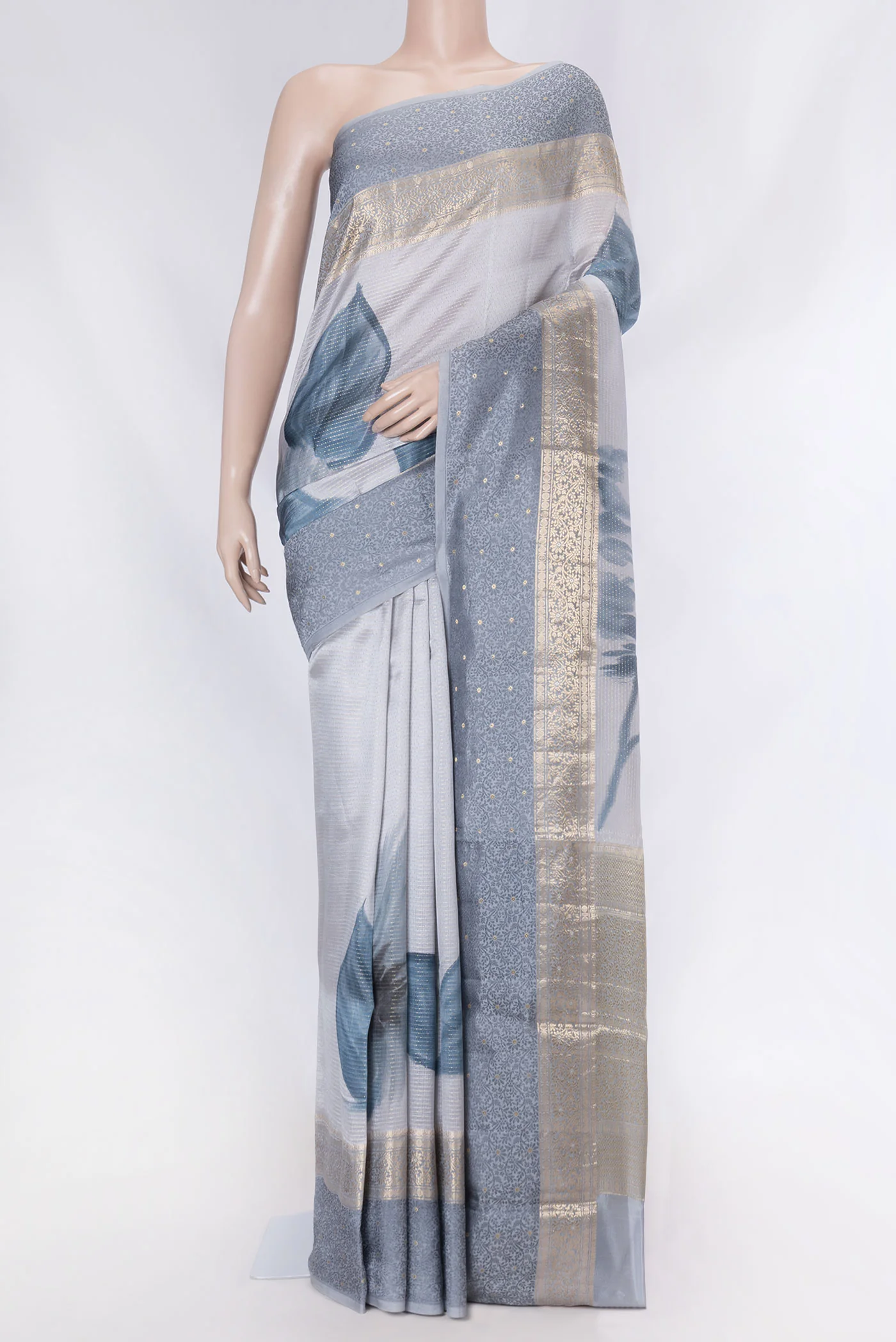 Grey Dual Tone Tussar Saree
