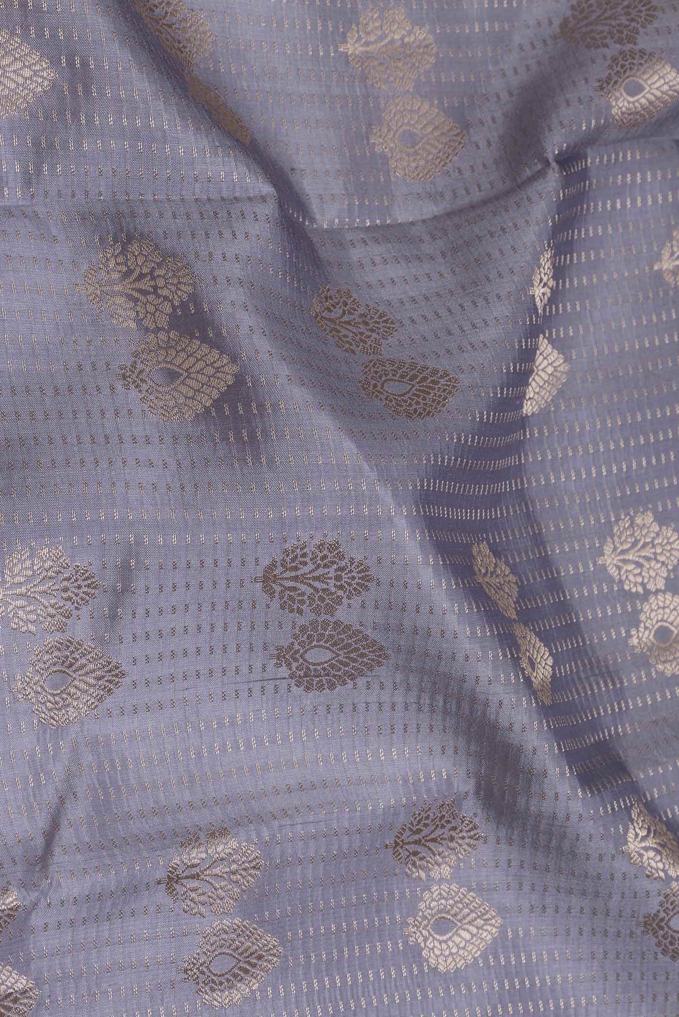 Lilac Banarasi Raw Silk Saree - Image 2