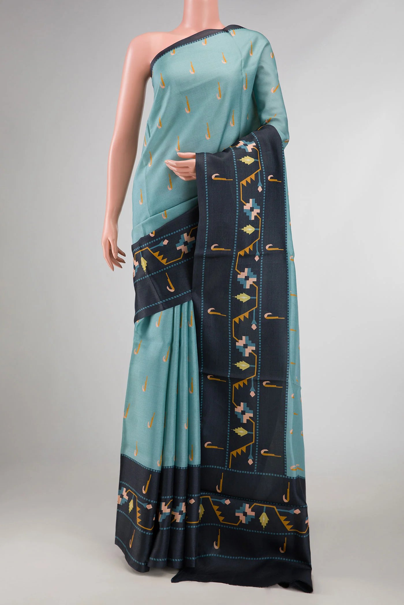 Grey Dual Tone Tussar Silk Saree
