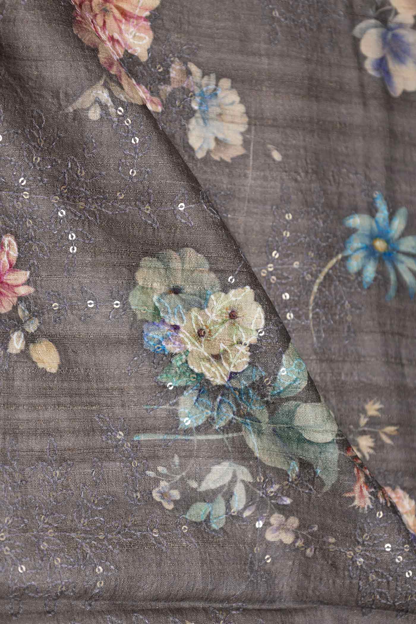 Grey Dual Tone Tussar Silk Saree - Image 2