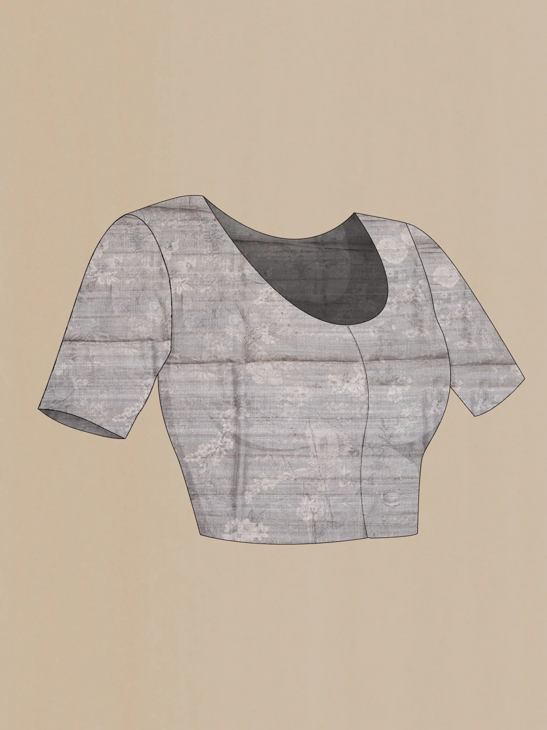 Grey Dual Tone Tussar Silk Saree - Image 5