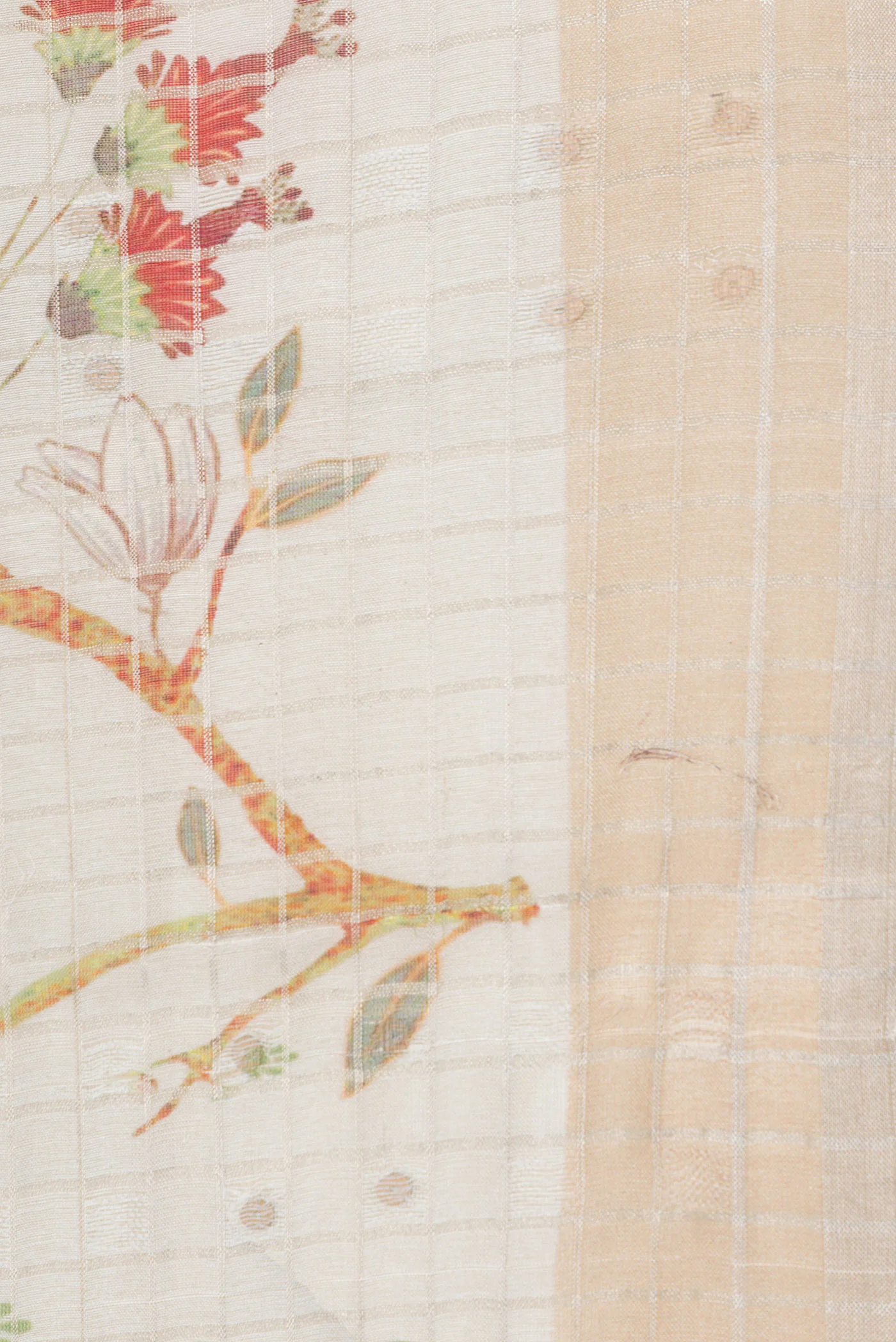 Off White Tussar Silk Saree - Image 3