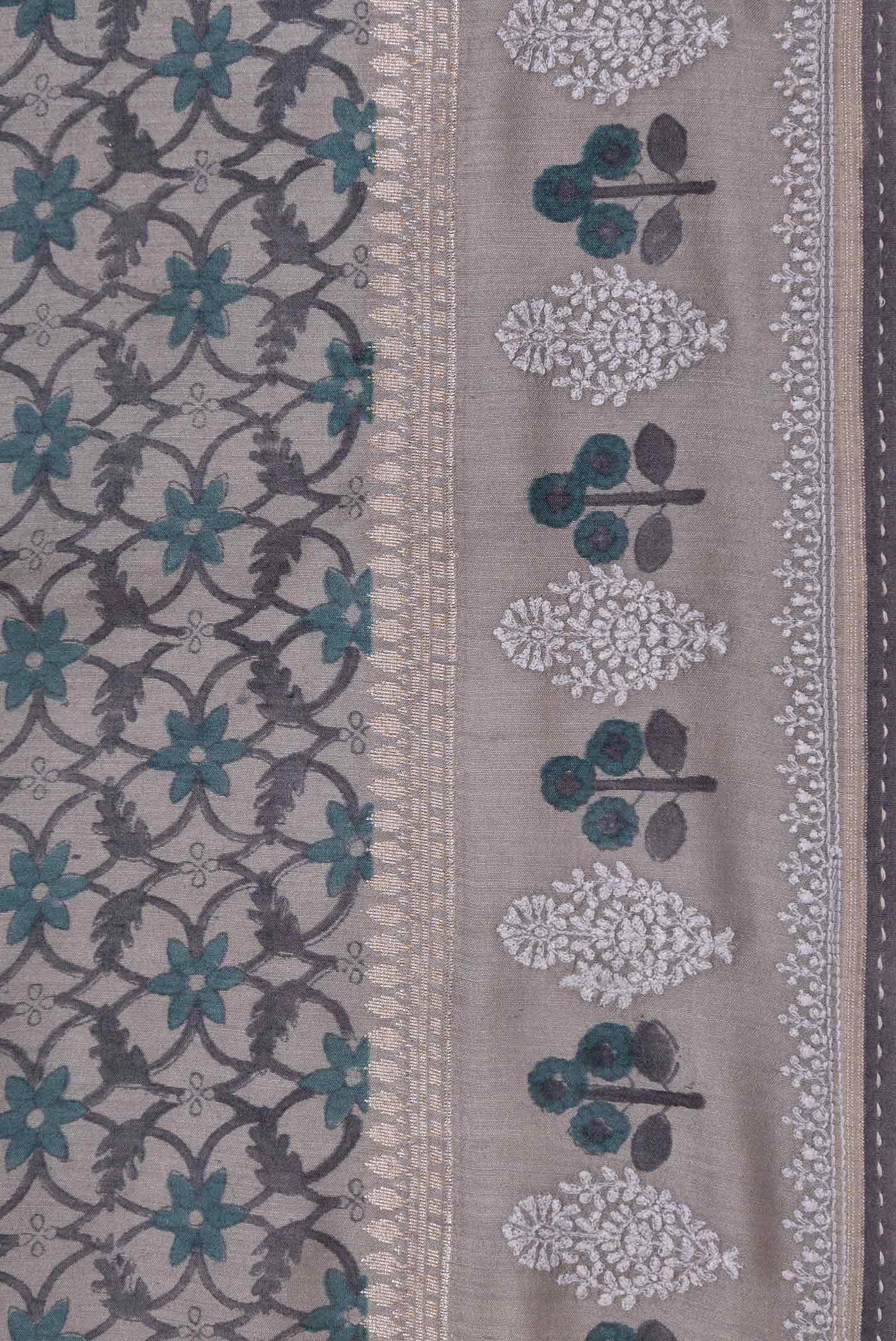 Grey Dual Tone Tussar Silk Saree - Image 3