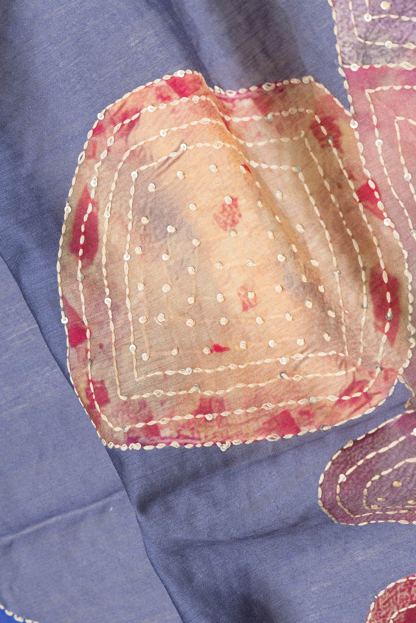 Blue Grey Tussar Silk Saree - Image 2