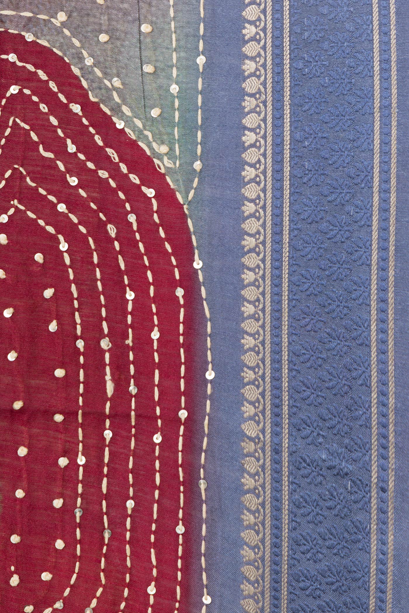 Blue Grey Tussar Silk Saree - Image 3