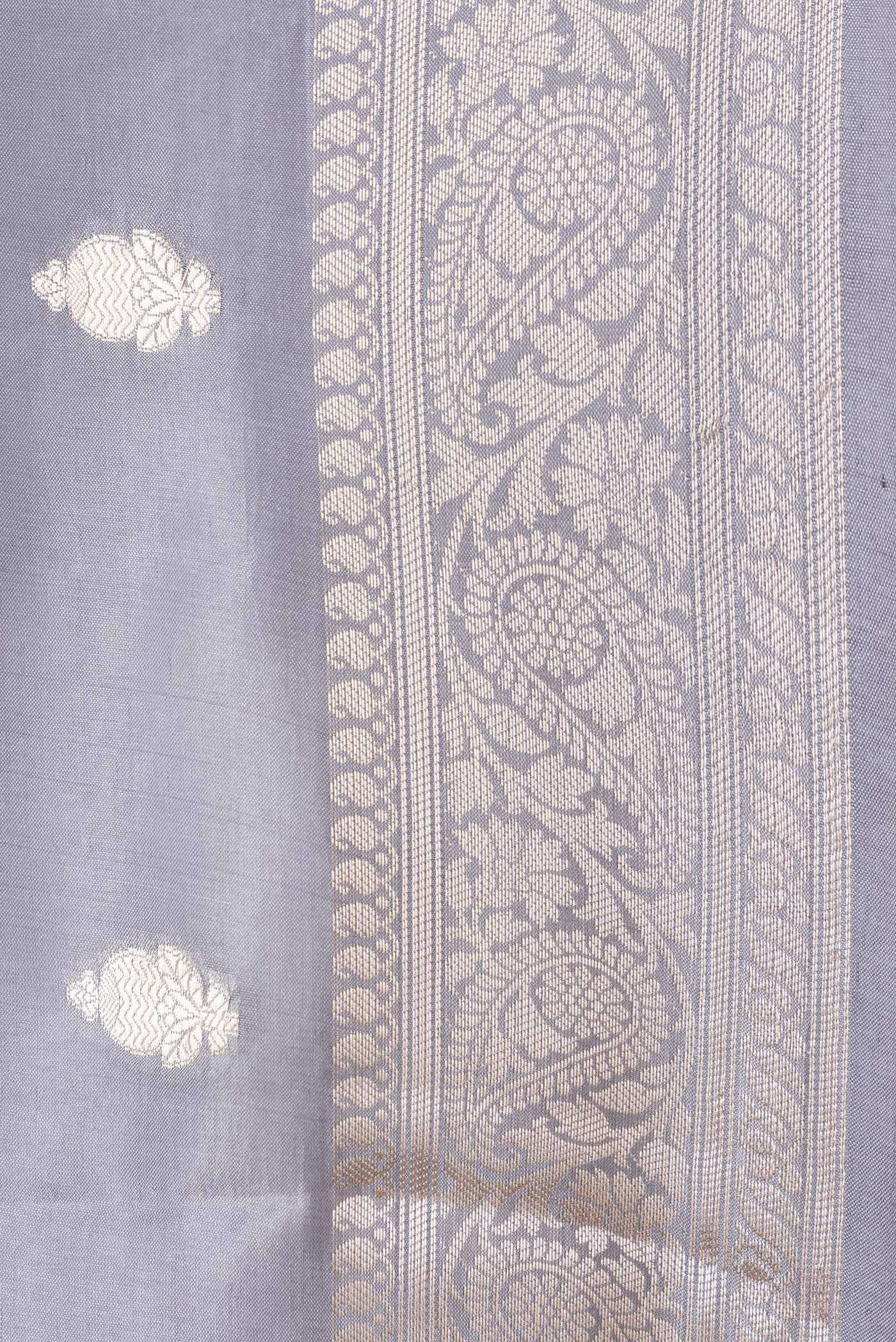 Grey Banarasi Raw Silk Saree - Image 3