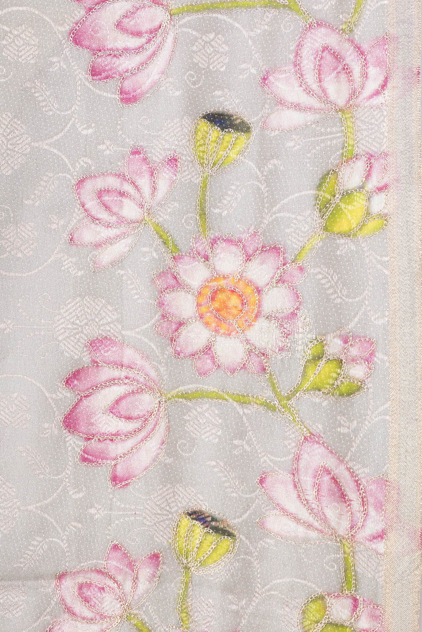 Grey Tussar Silk Saree - Image 3