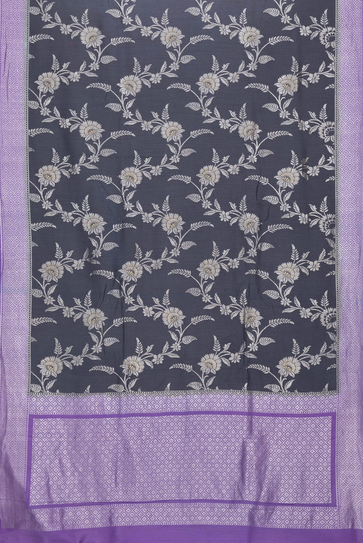 Navy Blue Banarasi Tussar Silk Saree - Image 6