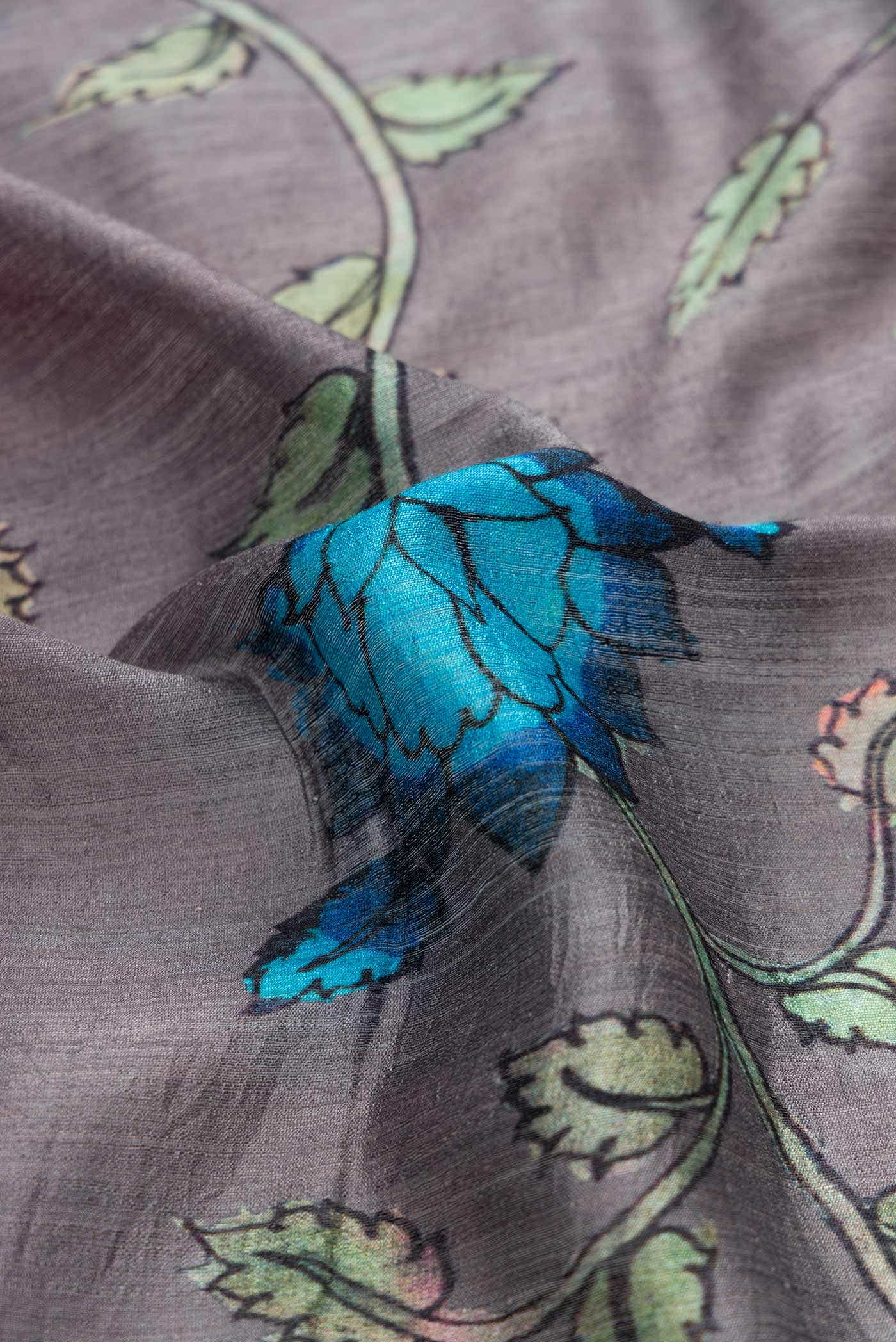 Grey Dual Tone Tussar Silk Saree - Image 2