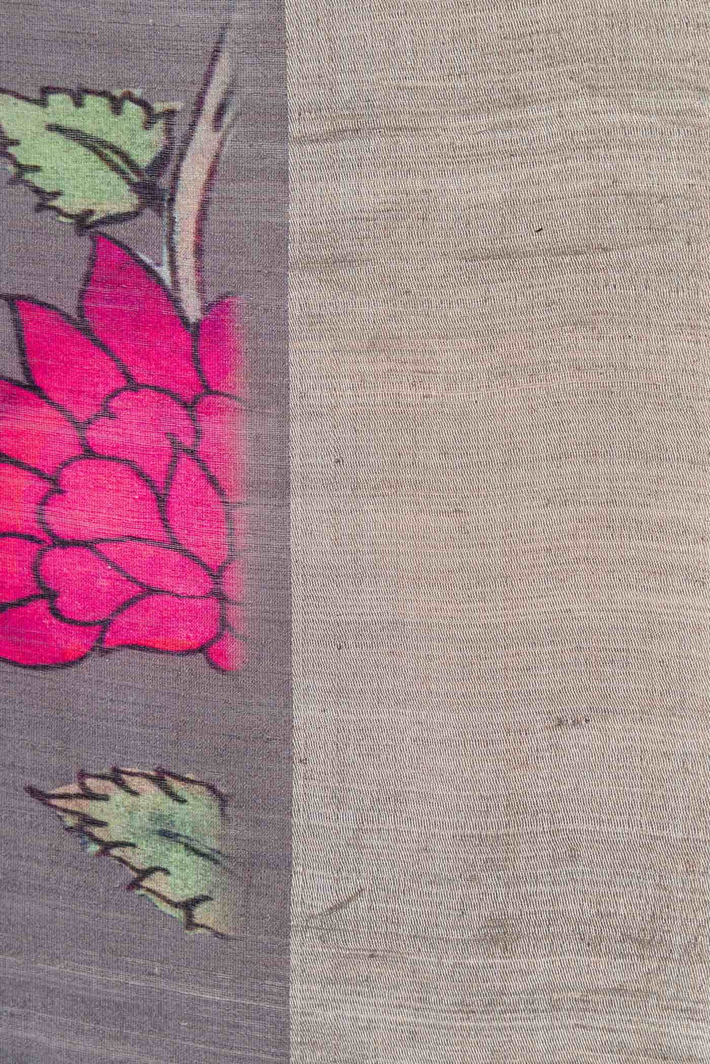Grey Dual Tone Tussar Silk Saree - Image 3