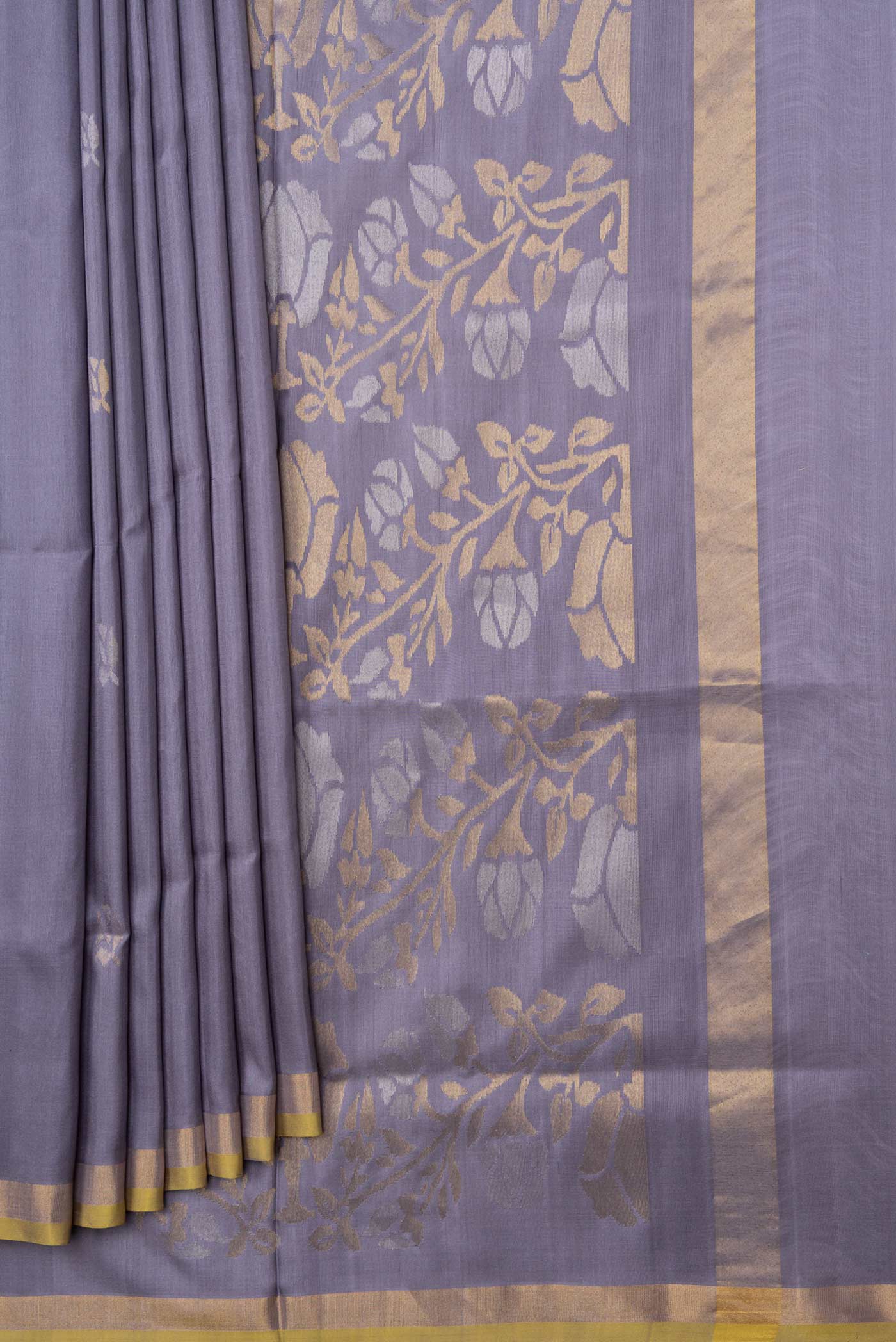 Grey Dual Tone Uppada Silk Saree - Image 4