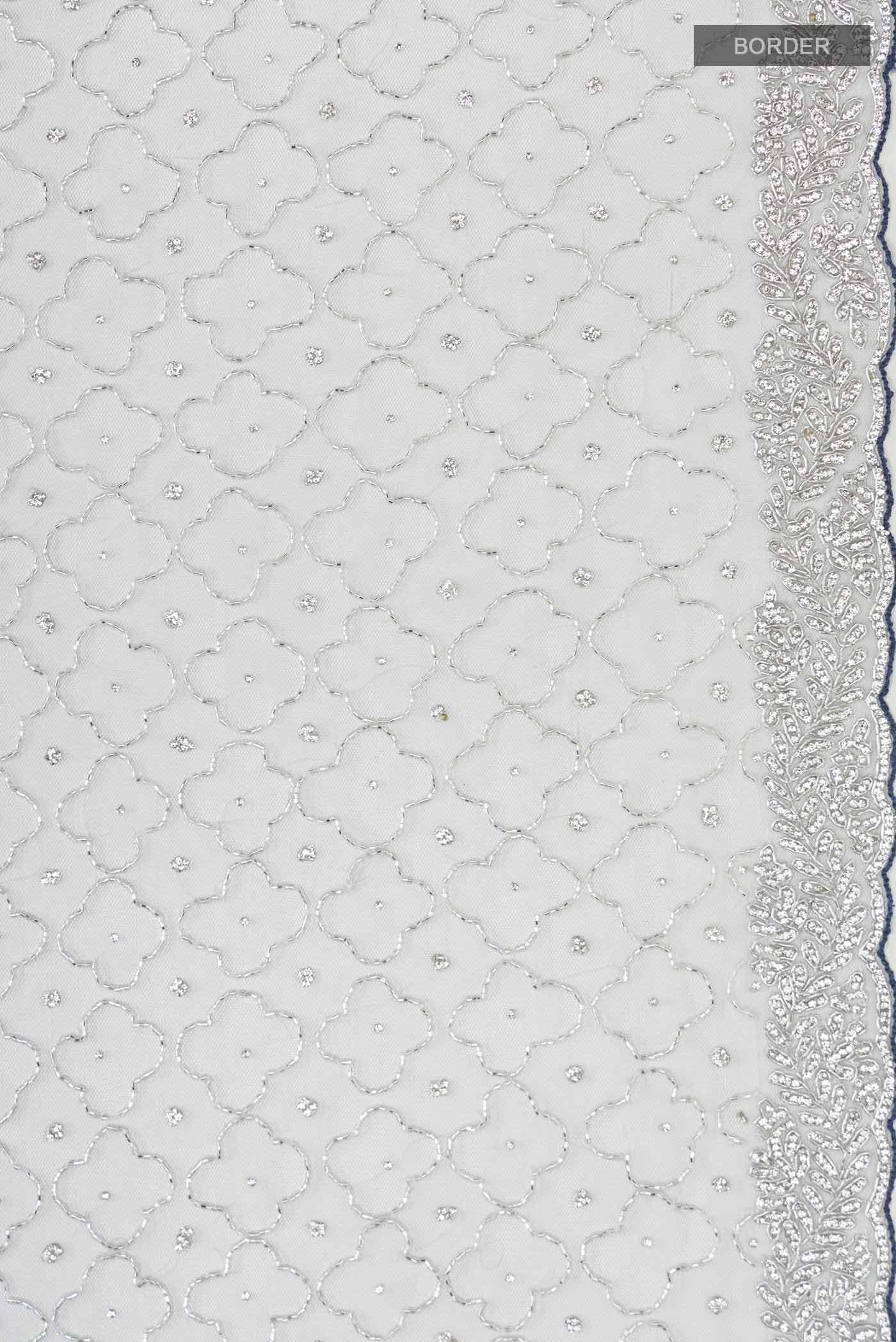 Grey Embroidery Net Saree - Image 3