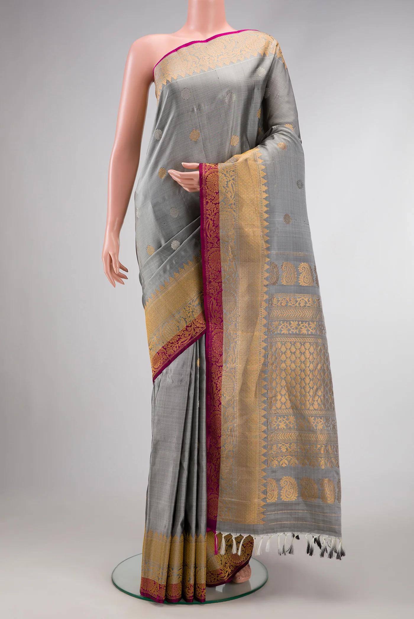 Grey Gadwal Silk Saree
