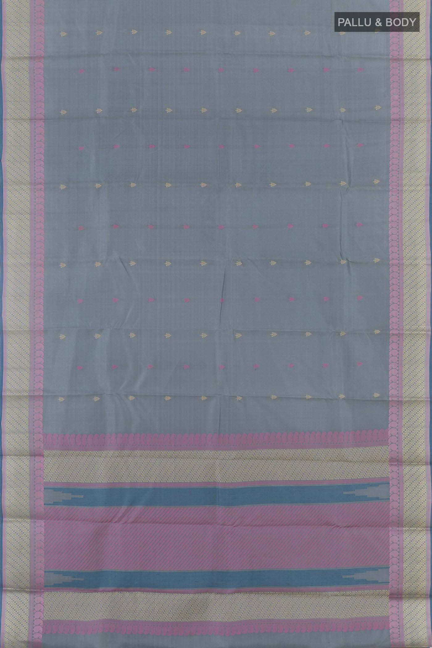 Grey Kanjivaram Silk Saree - Image 6