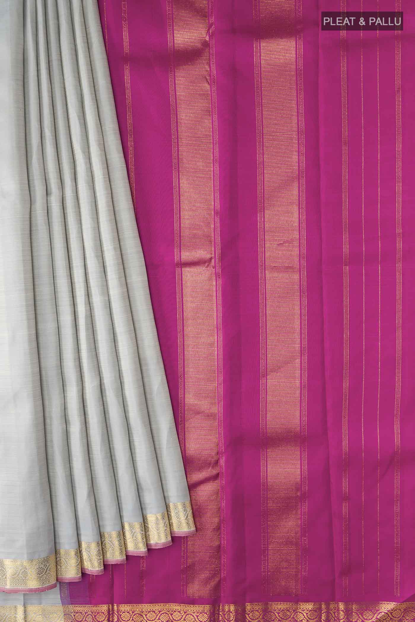 Grey Kanjivaram Silk Saree - Image 4