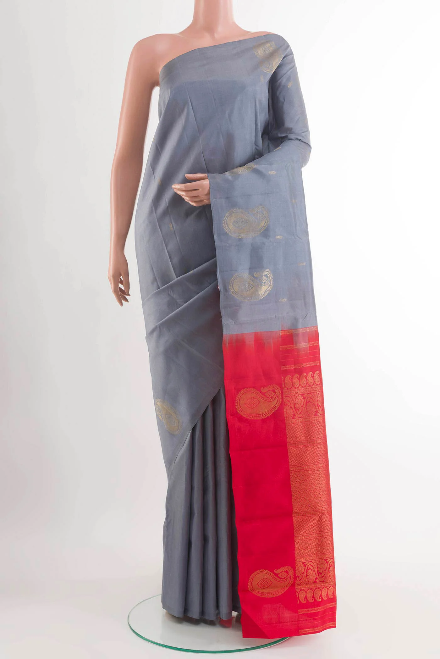 Grey Kanchipuram Silk Saree
