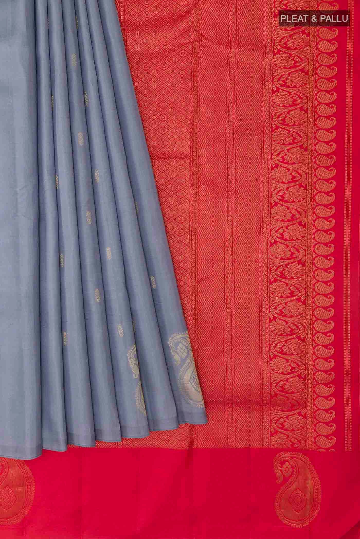 Grey Kanchipuram Silk Saree - Image 4