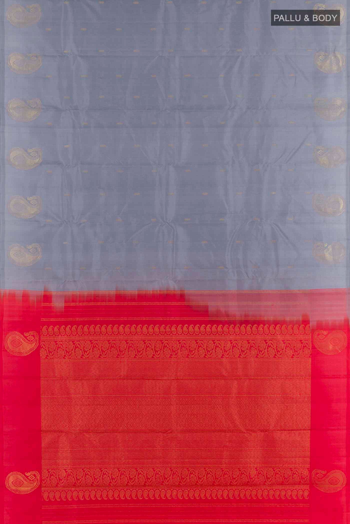Grey Kanchipuram Silk Saree - Image 6