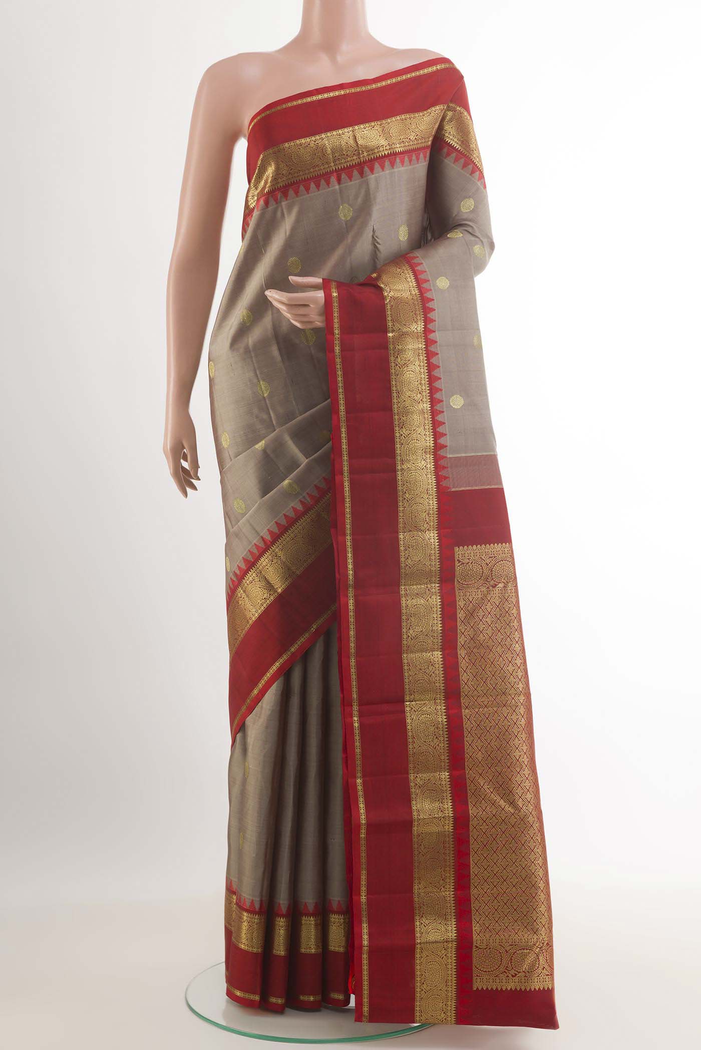 Grey Kanchipuram Silk Saree