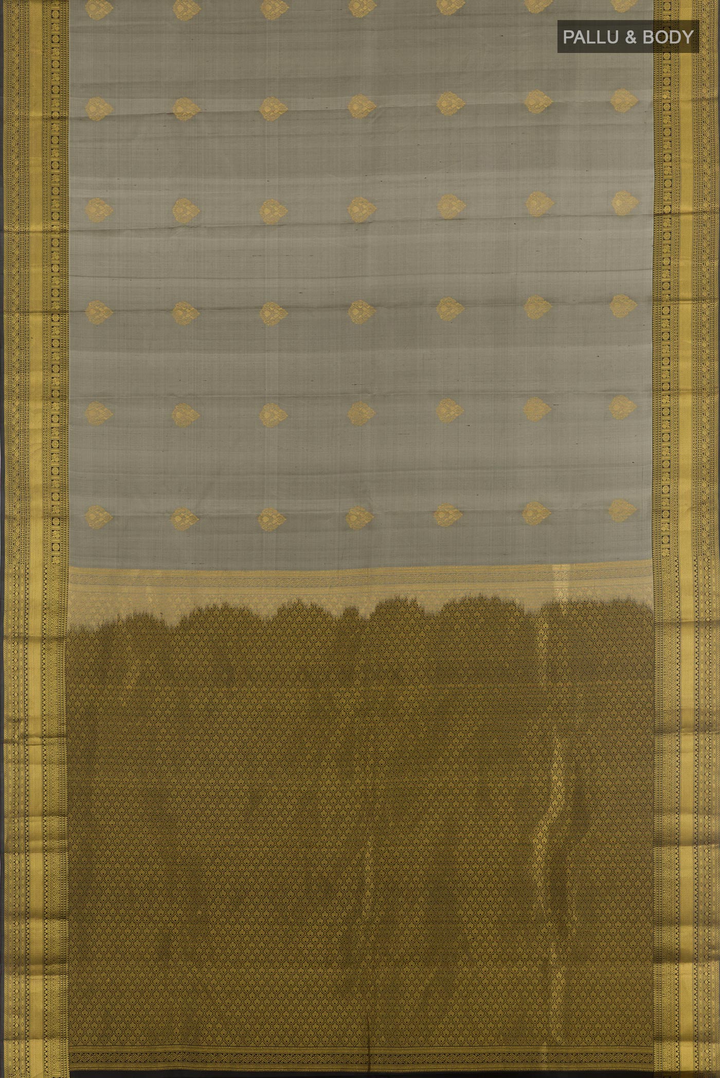 Grey Kanchipuram Silk Saree - Image 3