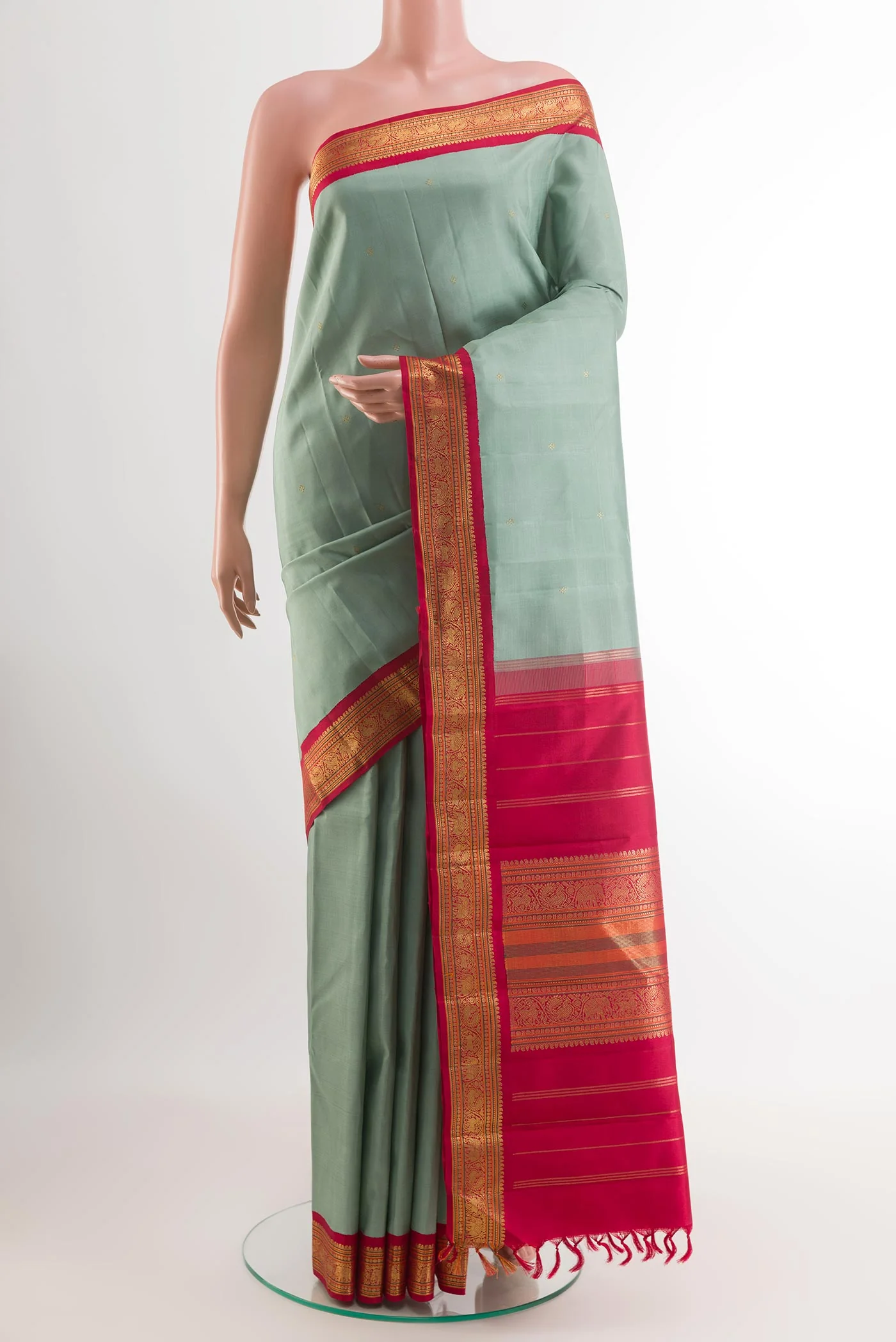 Pure Silk Pure Zari Grey Kanchipuram Saree