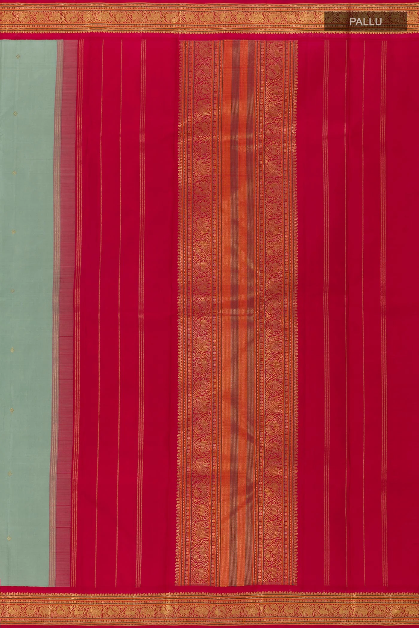 Pure Silk Pure Zari Grey Kanchipuram Saree - Image 6