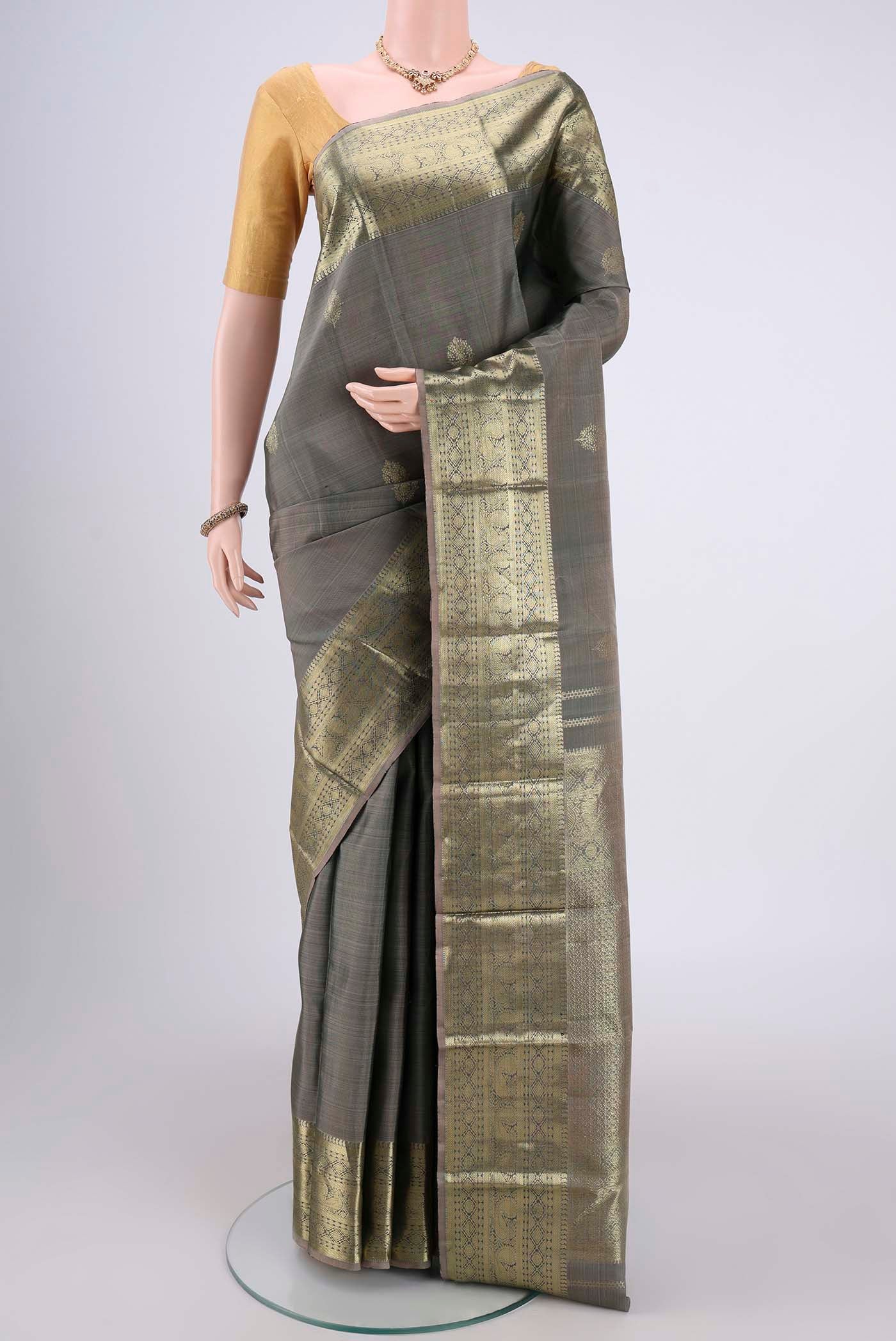 Grey Kanchipuram Silk Saree