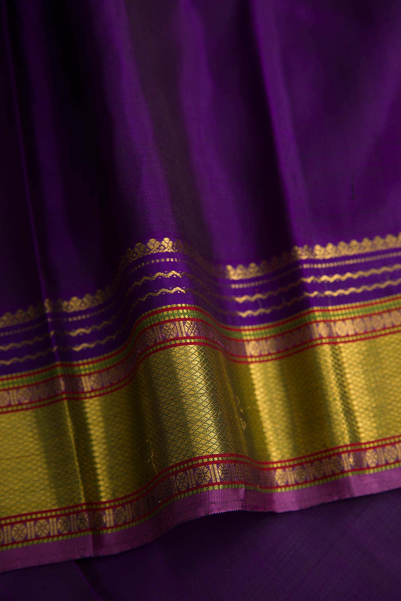 Pure Silk Pure Zari Grey Dual Tone Kanchipuram Saree - Image 6