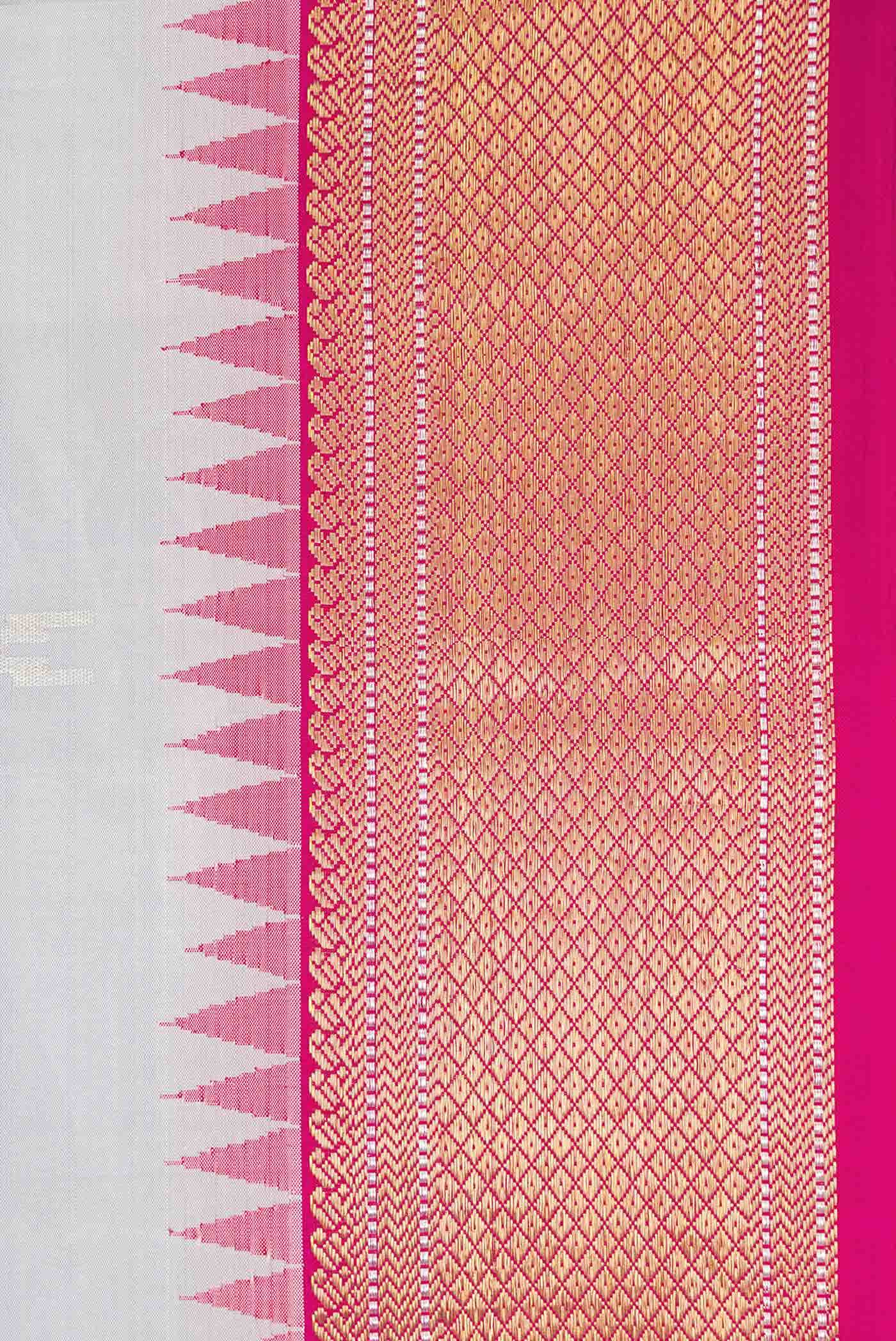 Pure Silk Pure Zari Grey Kanchipuram Saree - Image 5