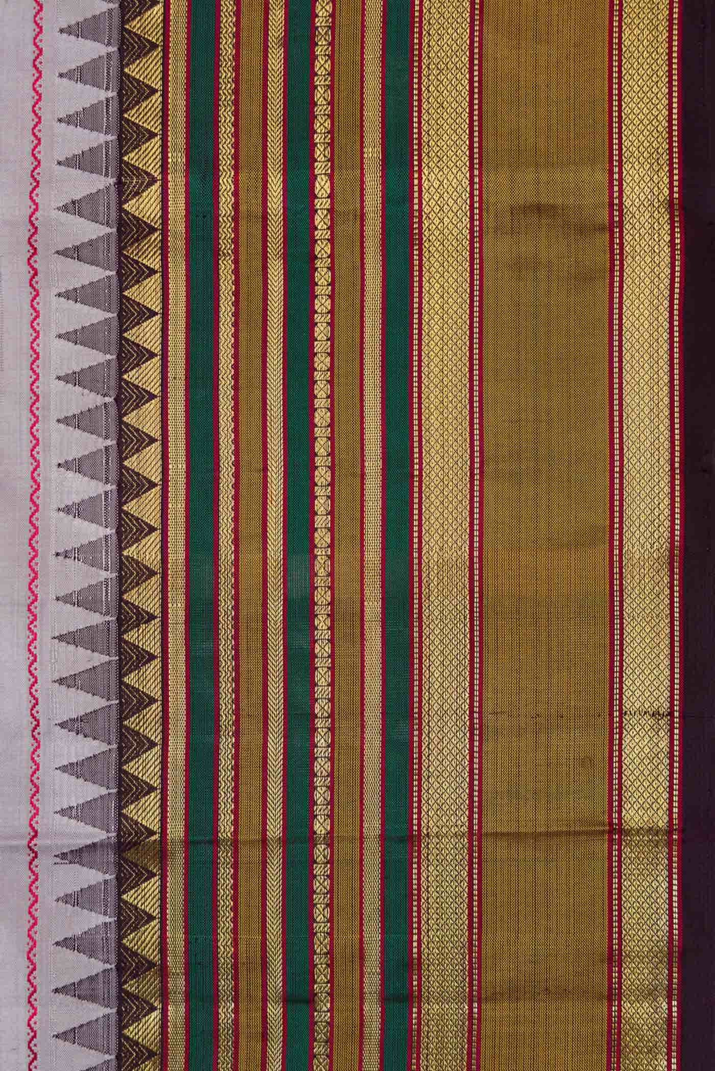 Pure Silk Pure Zari Grey Kanchipuram Saree - Image 6