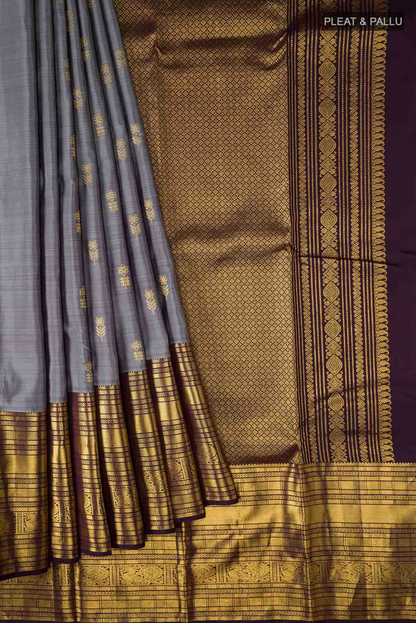 Grey Kanchipuram Silk Saree - Image 2