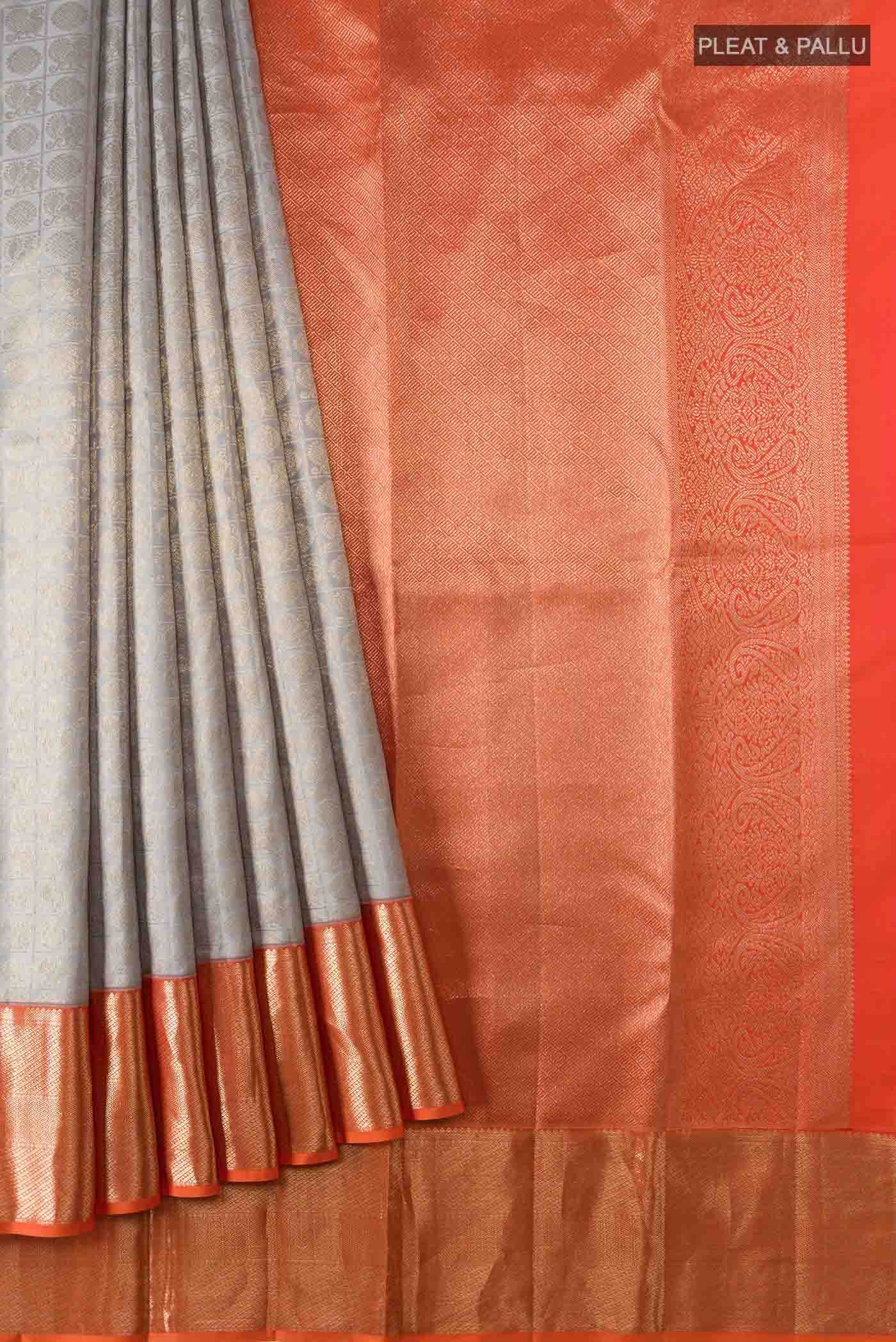 Grey Kanchipuram Silk Saree - Image 2