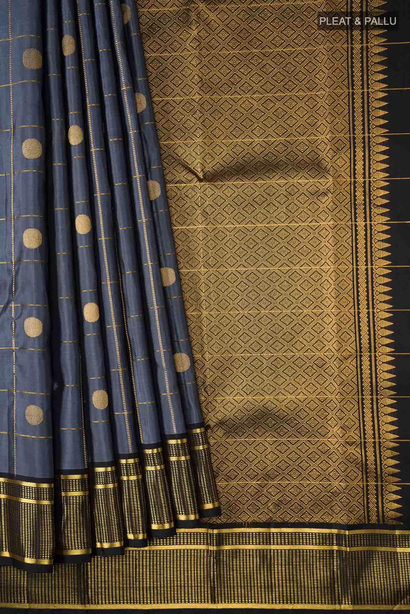 Grey Kanjivaram Silk Saree - Image 2