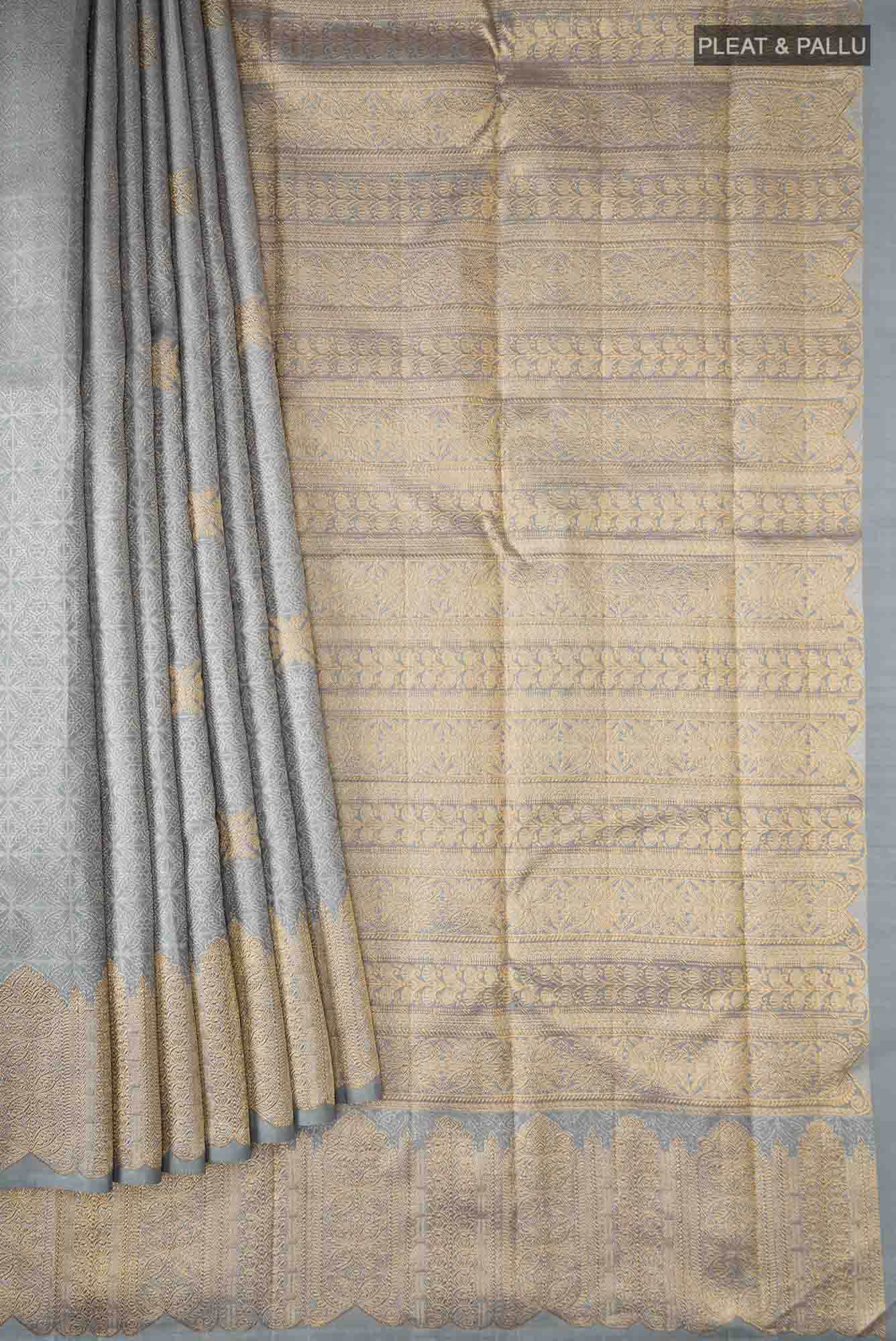 Grey Kanchipuram Silk Saree - Image 2
