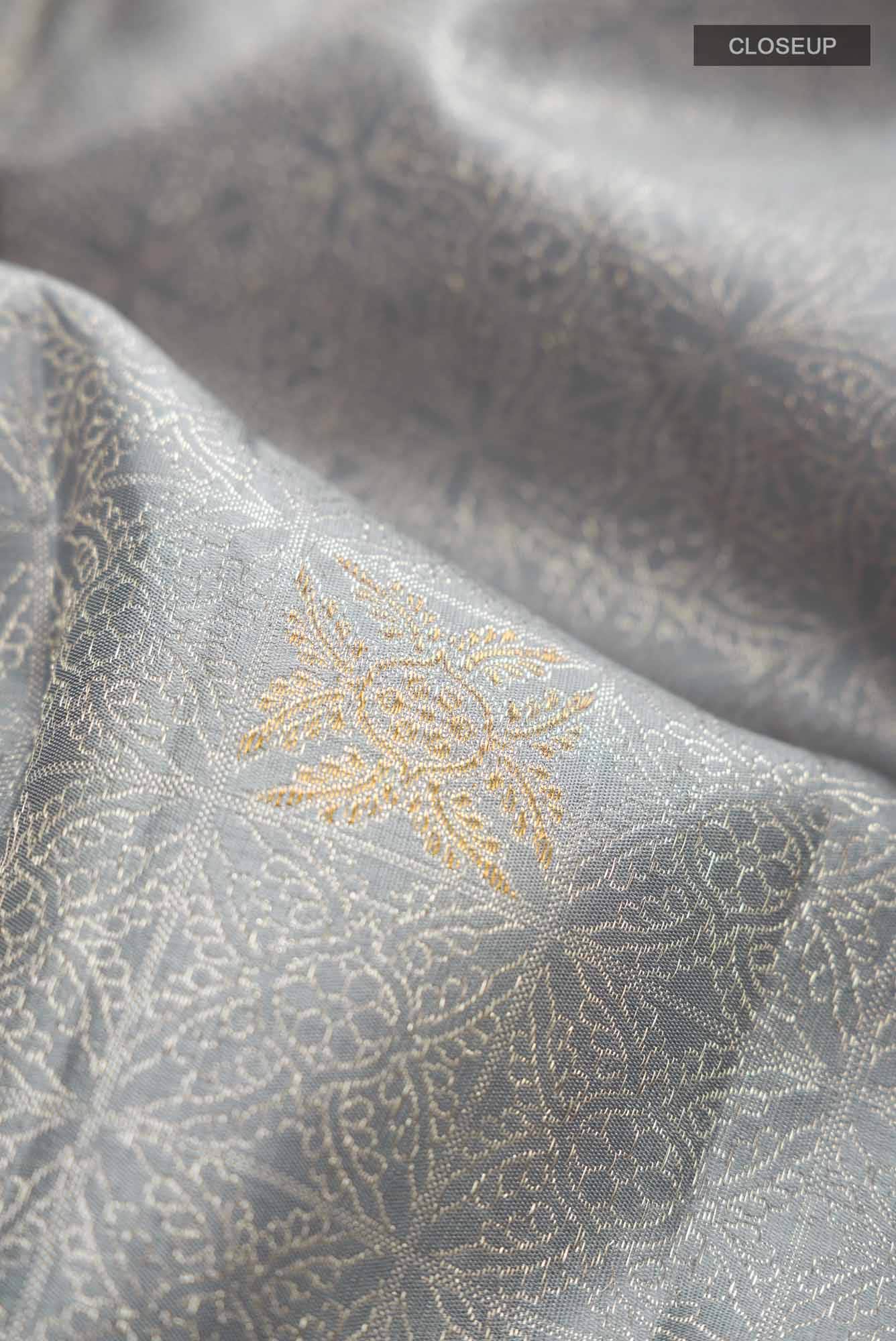 Grey Kanchipuram Silk Saree - Image 3