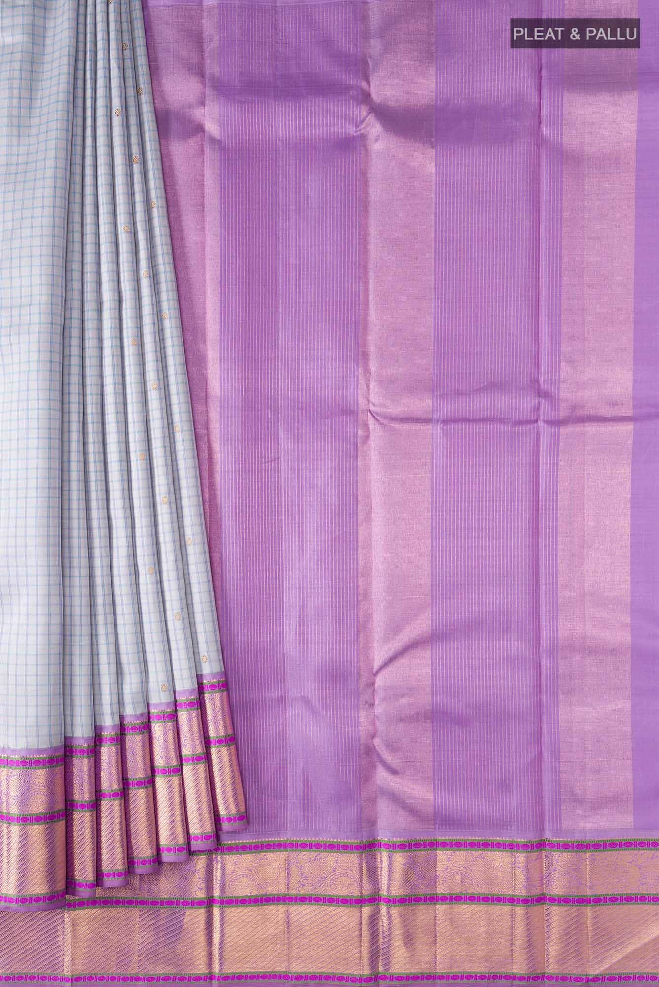 Grey Kanchipuram Silk Saree - Image 2