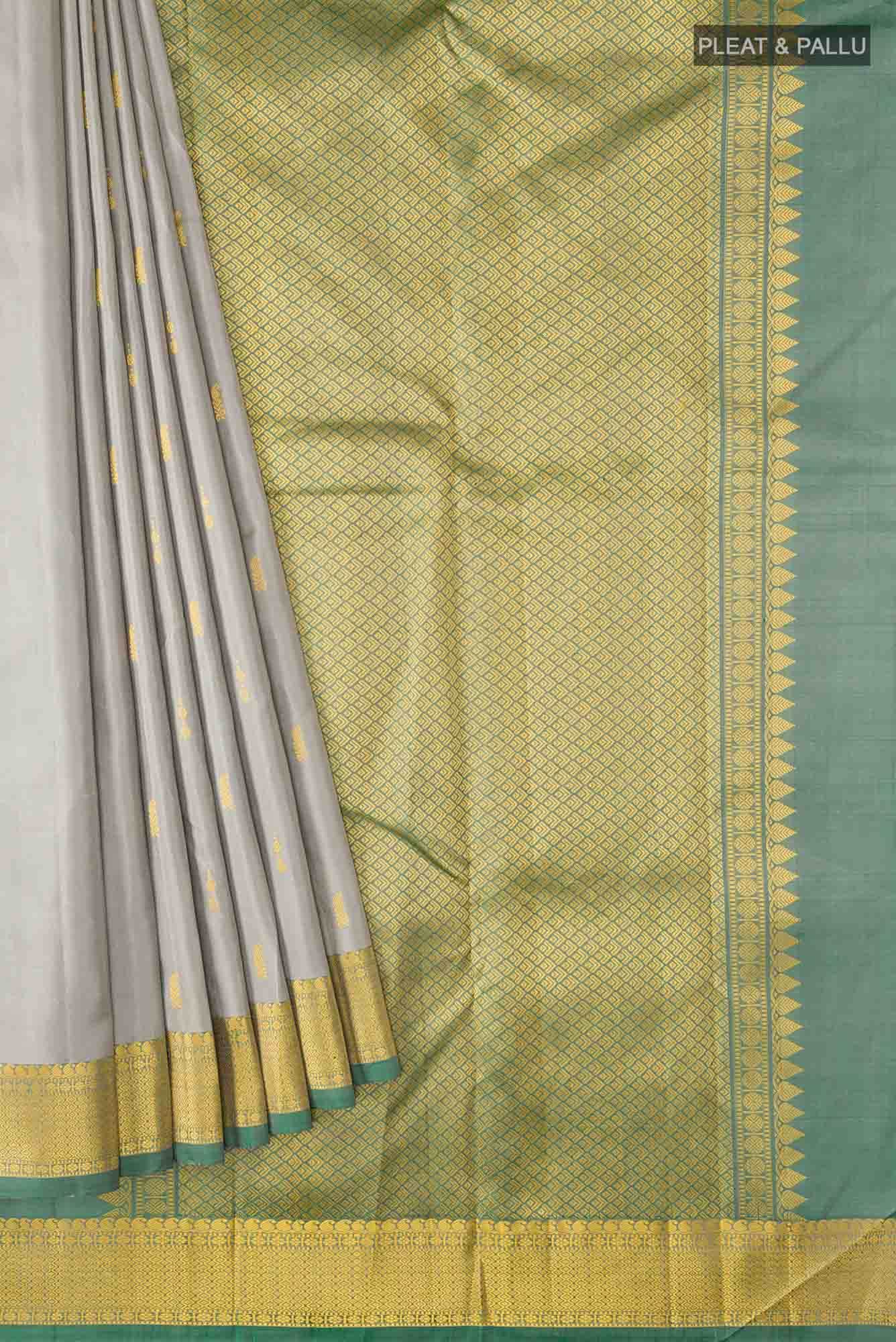 Grey Kanchipuram Silk Saree - Image 2