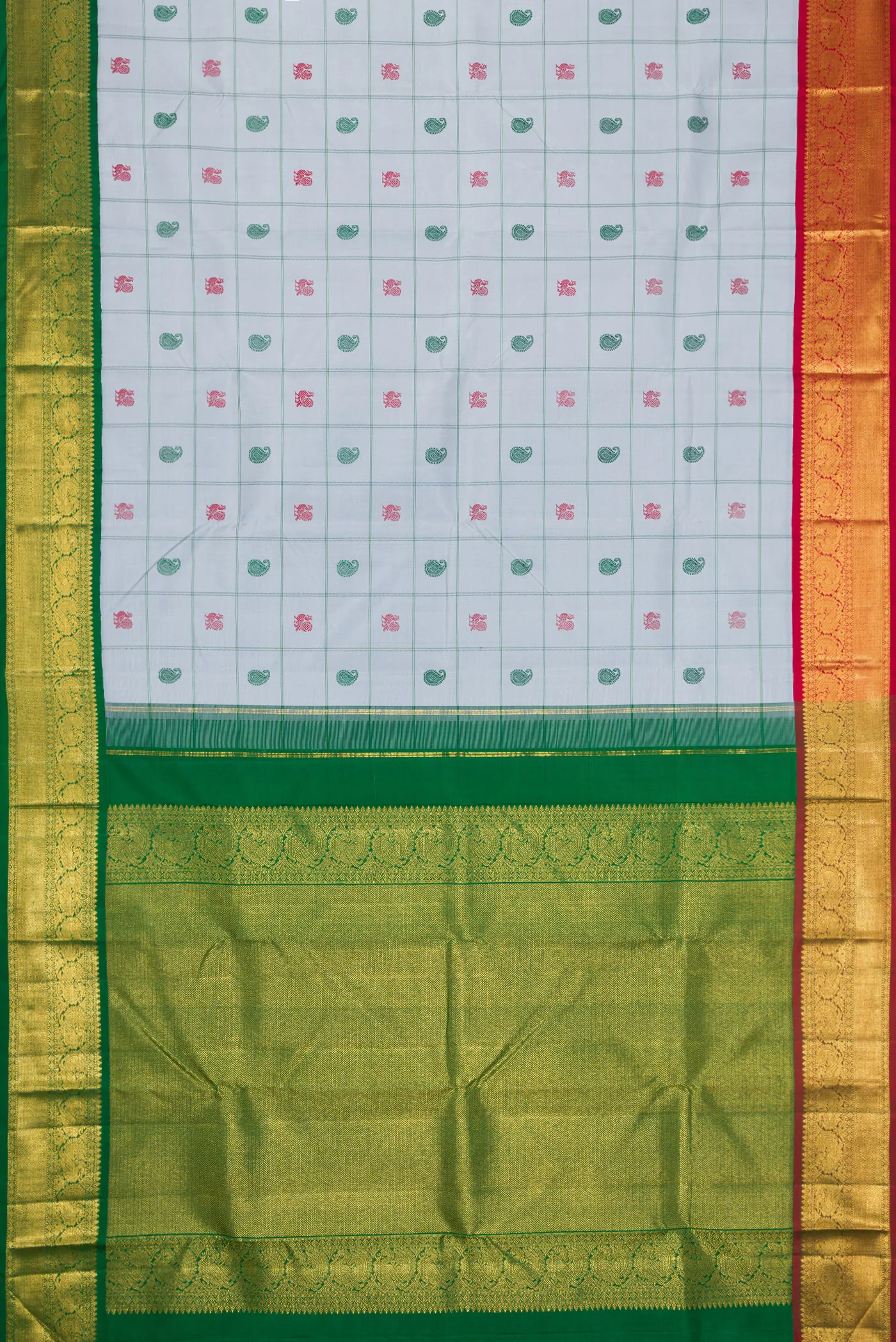 Pure Silk Pure Zari Grey Kanchipuram Saree - Image 6