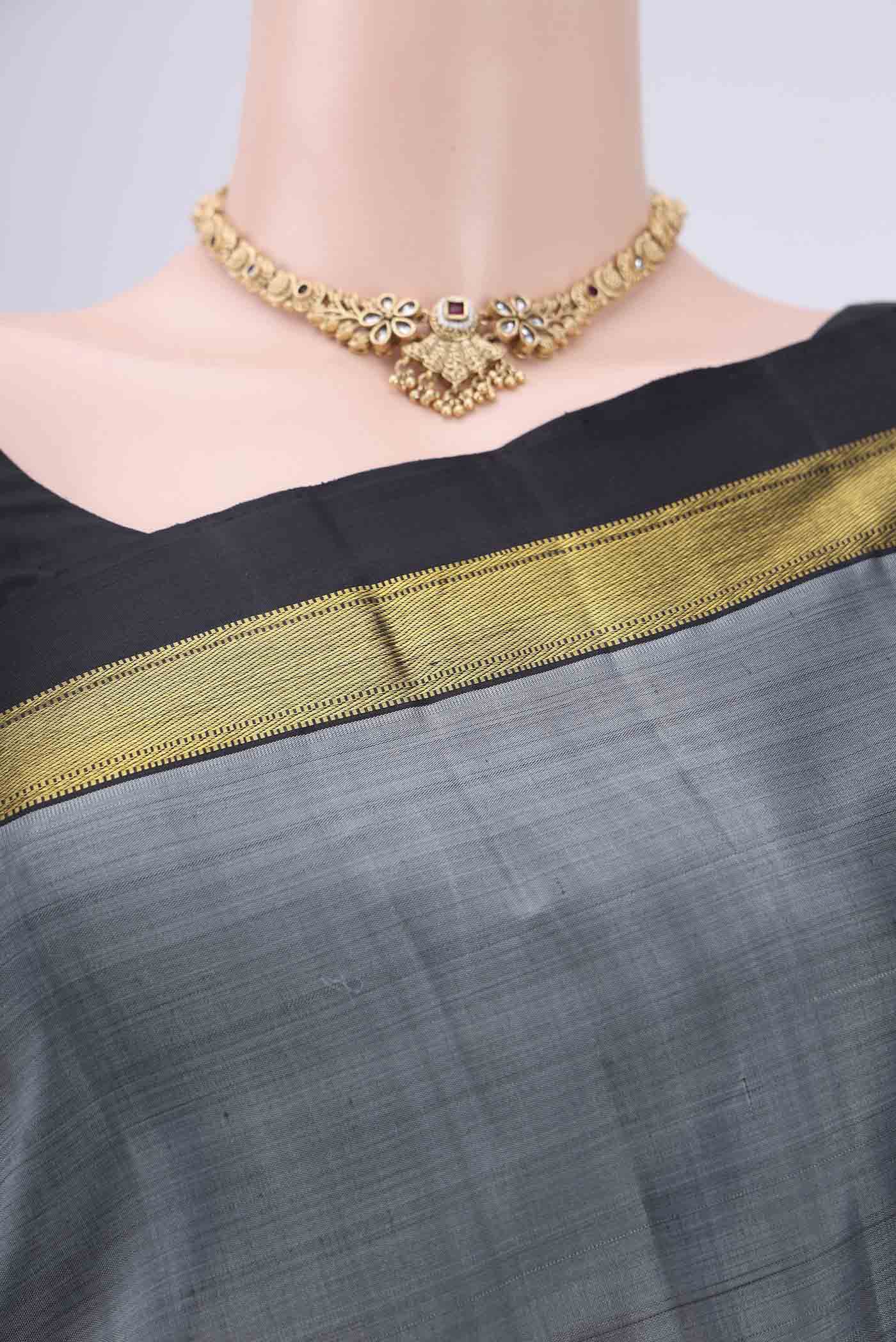 Grey Kanjivaram Silk Saree - Image 2