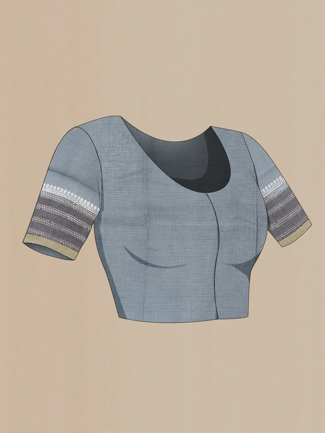 Grey Kota Cotton Saree - Image 2