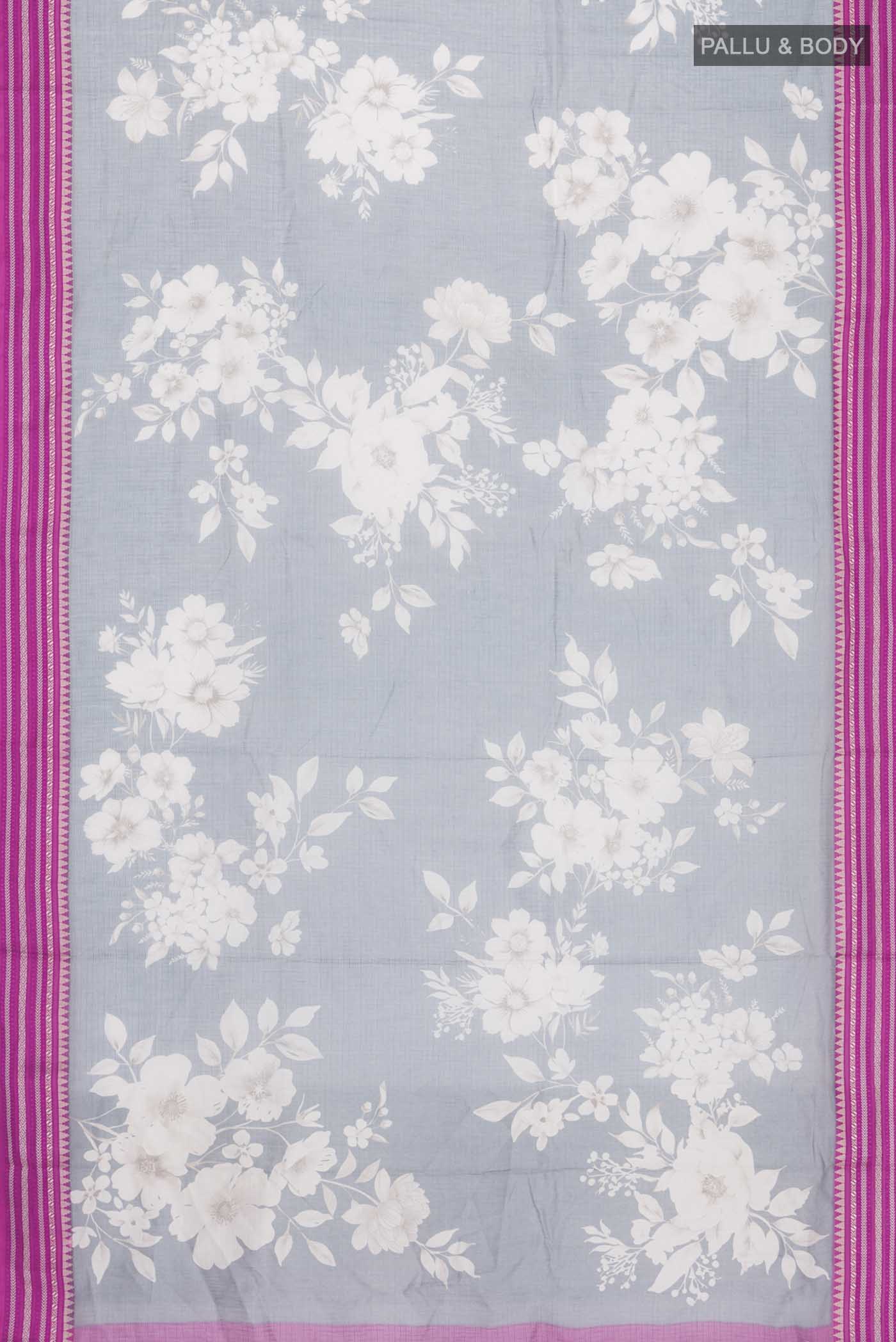Grey Kota Cotton Saree - Image 3