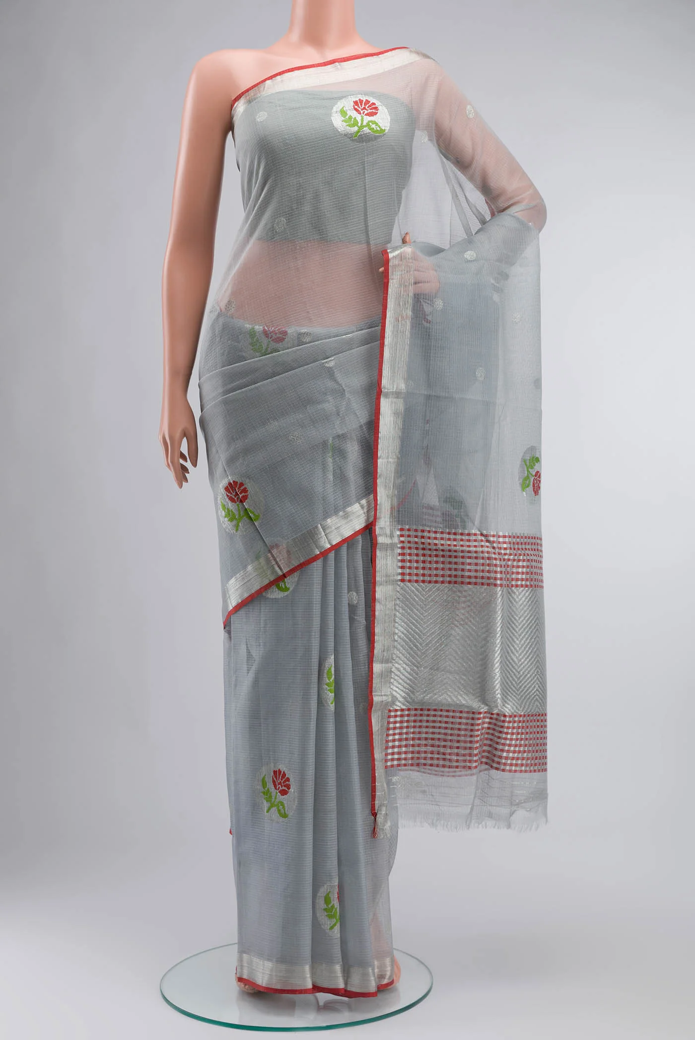 Grey Kota Silk Saree