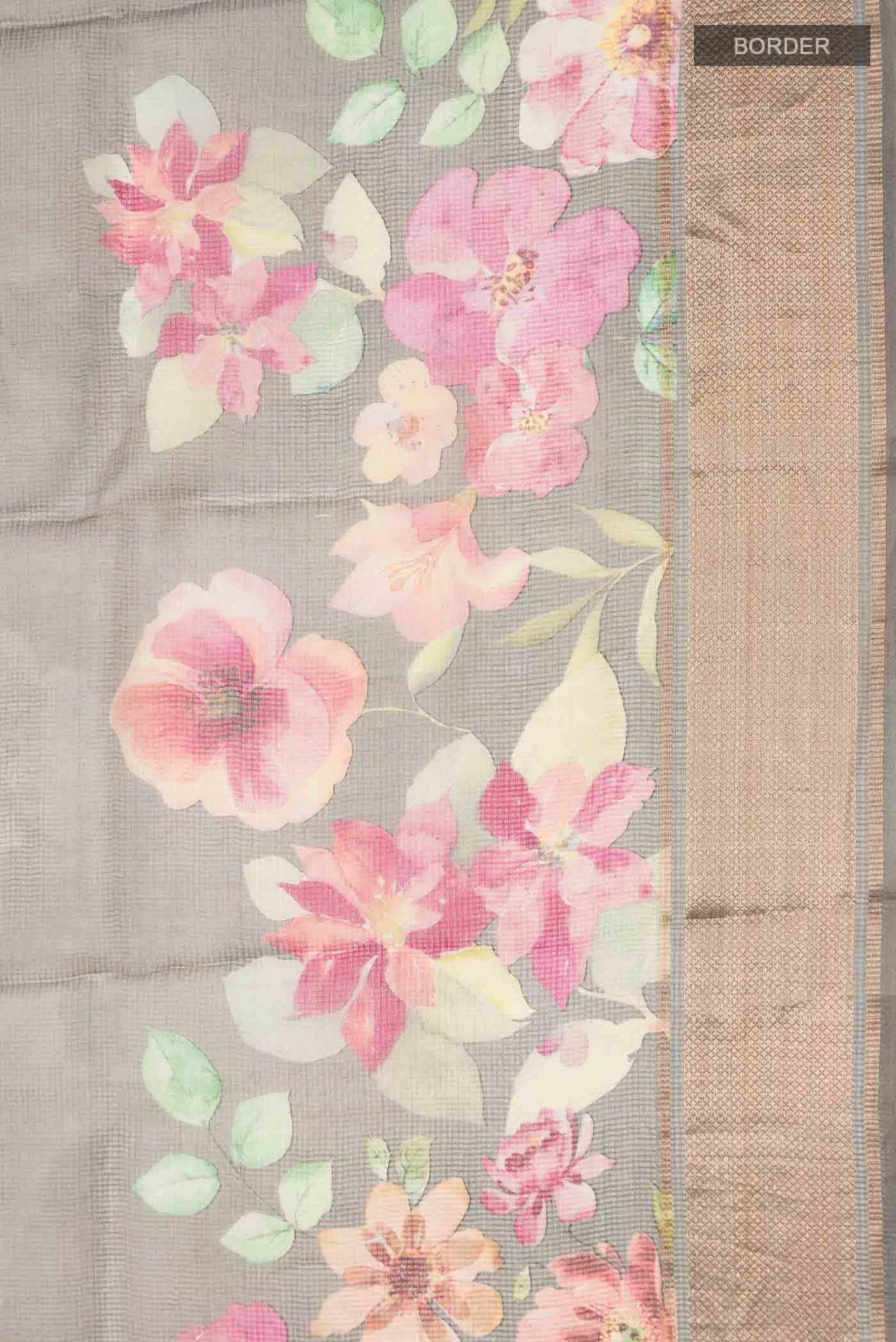 Grey Kota Silk Saree - Image 4