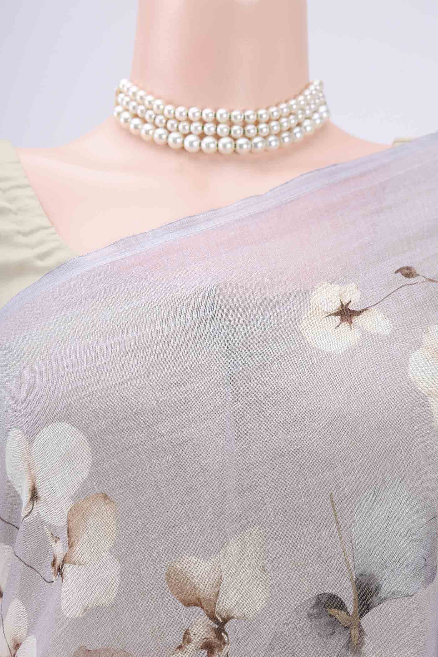 Grey Linen Saree - Image 2