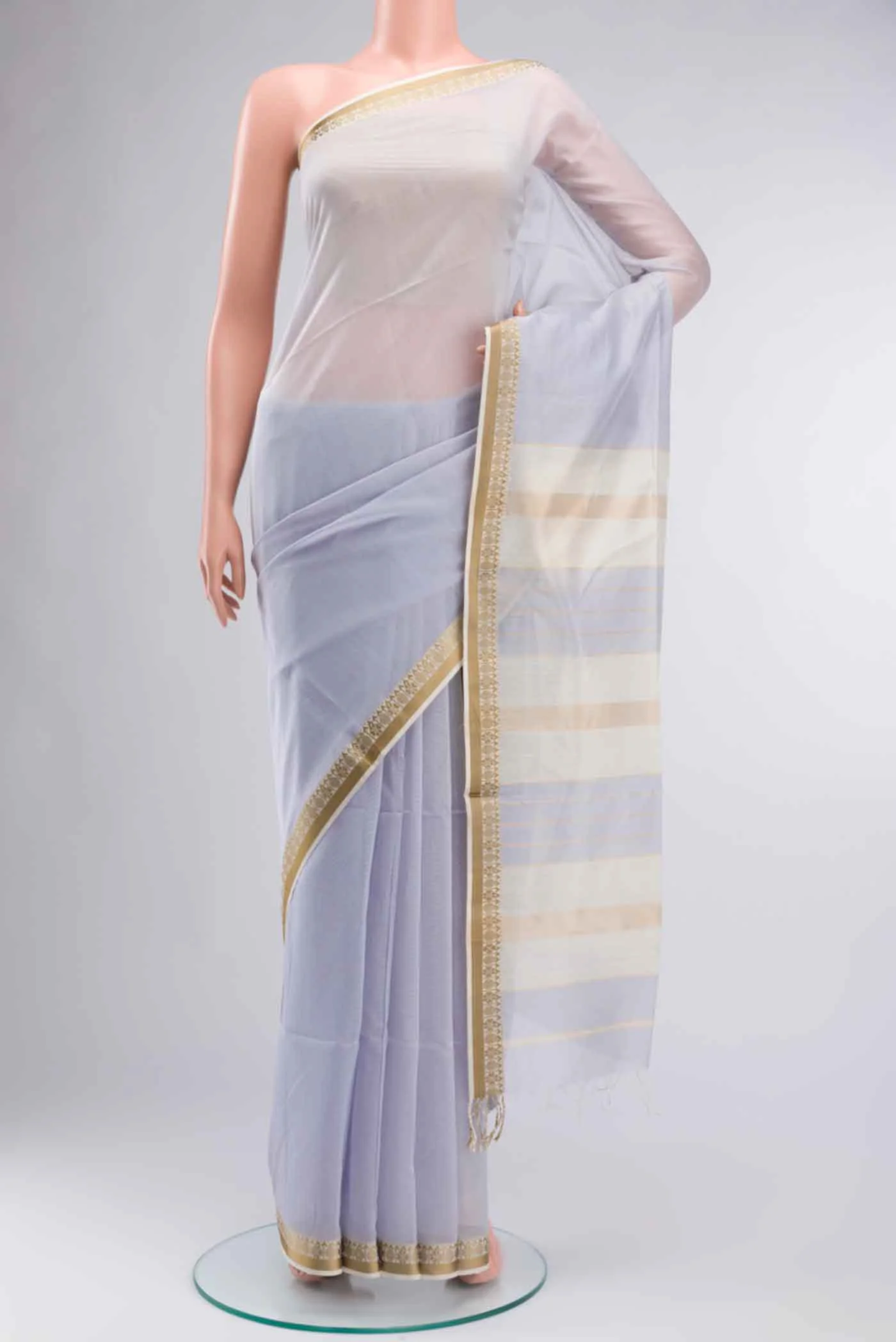 Grey Maheshwari Silk Cotton Saree