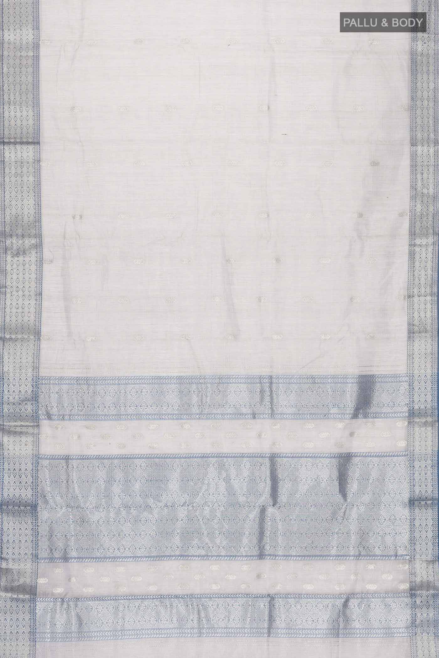 Grey Maheshwari Silk Cotton Saree - Image 5