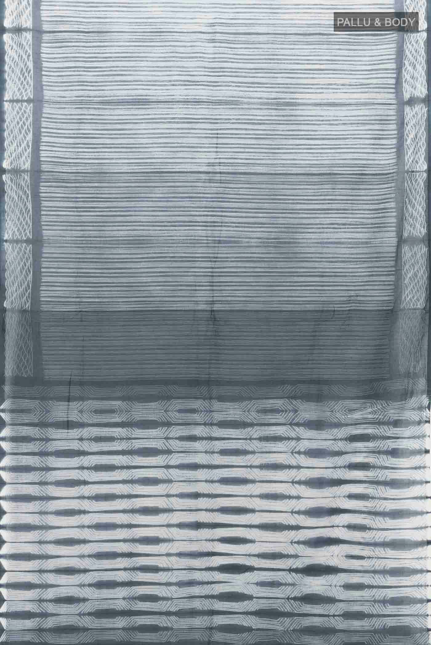 Grey Maheshwari Silk Cotton Saree - Image 5