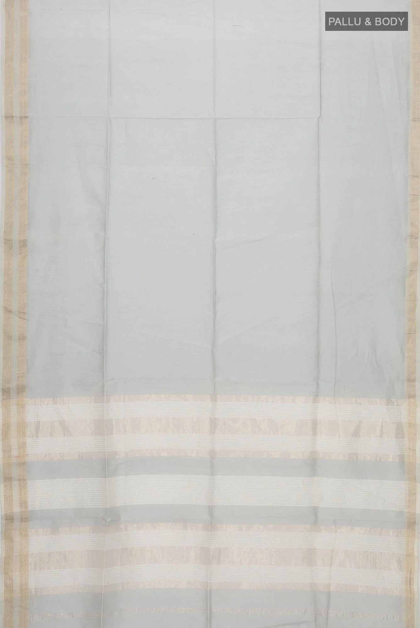 Grey Maheshwari Silk Cotton Saree - Image 2