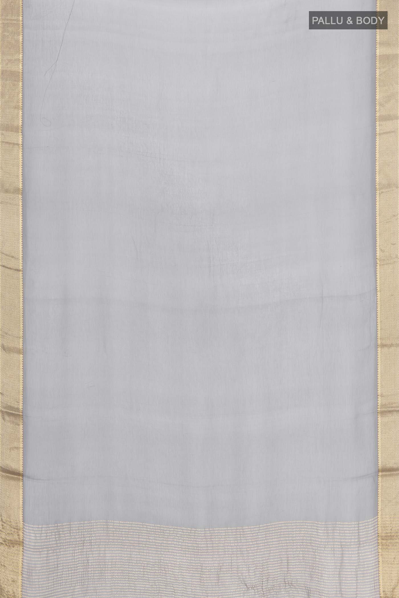 Grey Mysore Chiffon Saree - Image 5