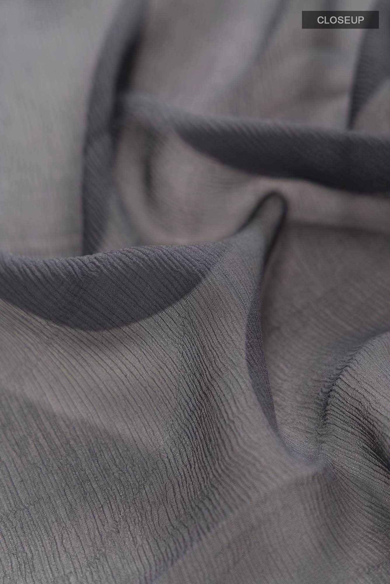 Grey Mysore Chiffon Saree - Image 2